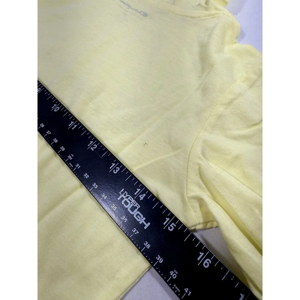 Champion Girls Yellow Lightweight Long Sleeve Hoodie Logo Shirt Top Size Medium‎